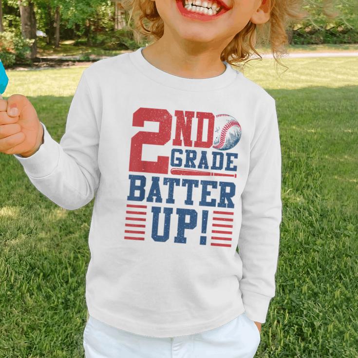 Baseball Second Grade Back To School 2nd Grade Batter Up Graphic Toddler Long Sleeve Tee Baseball Second Grade Back To School 2nd Grade Batter Up Graphic Toddler Long Sleeve Tee