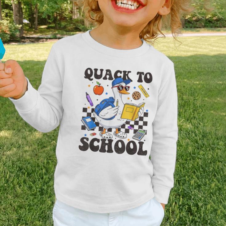 Boys Kid Back To School Goose Quackers Quack To School Graphic Toddler Long Sleeve Tee Boys Kid Back To School Goose Quackers Quack To School Graphic Toddler Long Sleeve Tee