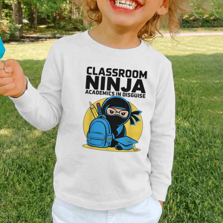 Classroom Ninja Academics In Disguise Back To School Student Graphic Toddler Long Sleeve Tee