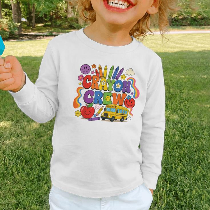 Crayon Crew Cute Back To School Vibes Student Graphic Toddler Long Sleeve Tee