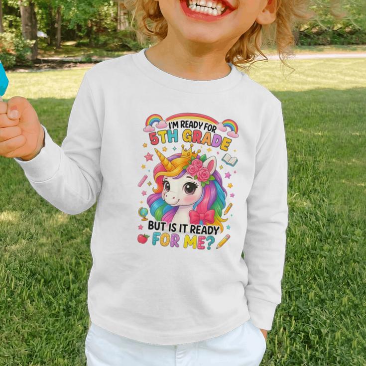 Crush Fifth Grade Girls Back To School Unicorn First Day Graphic Toddler Long Sleeve Tee Crush Fifth Grade Girls Back To School Unicorn First Day Graphic Toddler Long Sleeve Tee