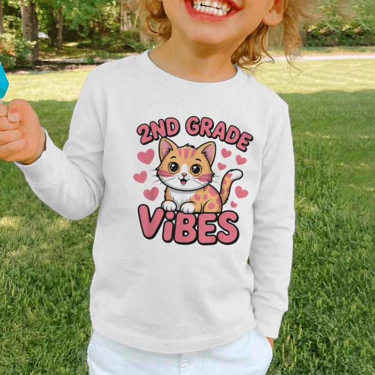 Cute Cat 2nd Grade Vibes Back To School Second Grade Girls Graphic Toddler Long Sleeve Tee Cute Cat 2nd Grade Vibes Back To School Second Grade Girls Graphic Toddler Long Sleeve Tee