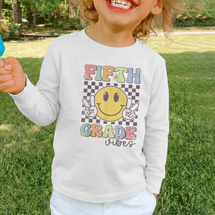 Fifth Grade Vibes Smile Face 5th Grade Team Back To School Graphic Toddler Long Sleeve Tee Fifth Grade Vibes Smile Face 5th Grade Team Back To School Graphic Toddler Long Sleeve Tee