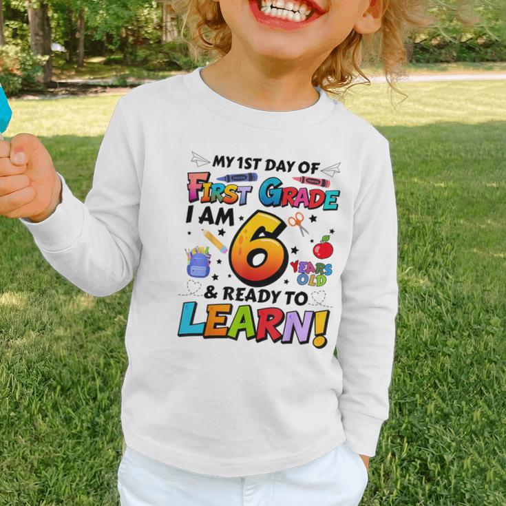 First 1st Grade First Day Of School Back To School Kids Graphic Toddler Long Sleeve Tee First 1st Grade First Day Of School Back To School Kids Graphic Toddler Long Sleeve Tee