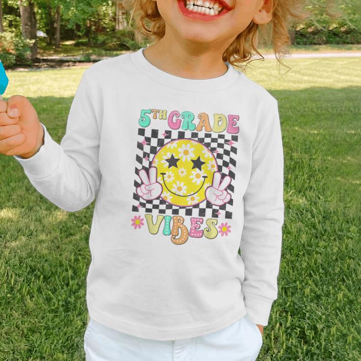 Girls 5th Grade Vibes Smile Face Back To School Fifth Grade Graphic Toddler Long Sleeve Tee Girls 5th Grade Vibes Smile Face Back To School Fifth Grade Graphic Toddler Long Sleeve Tee
