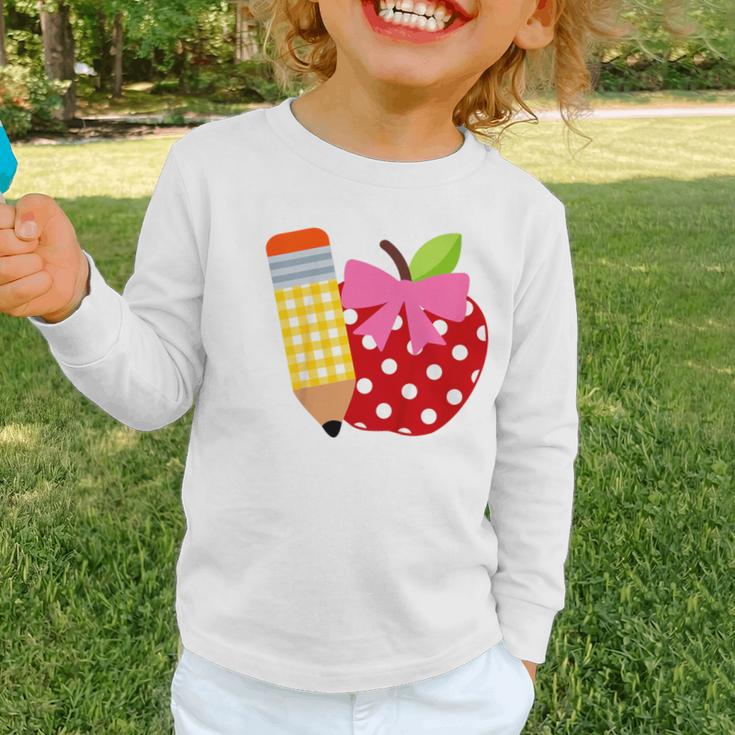 Girls Back To School Apple Toddler First Day Of Preschool Graphic Toddler Long Sleeve Tee Girls Back To School Apple Toddler First Day Of Preschool Graphic Toddler Long Sleeve Tee