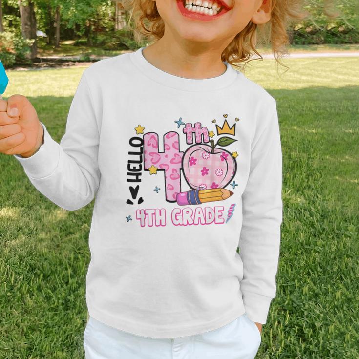 Hello Fourth 4th Grade Leopard Tie Dye Girl Back To School Graphic Toddler Long Sleeve Tee Hello Fourth 4th Grade Leopard Tie Dye Girl Back To School Graphic Toddler Long Sleeve Tee
