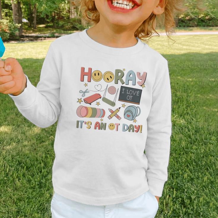 Hooray It’s An OT Day Occupational Therapy Back To School Premium Tri-Blend Graphic Toddler Long Sleeve Tee