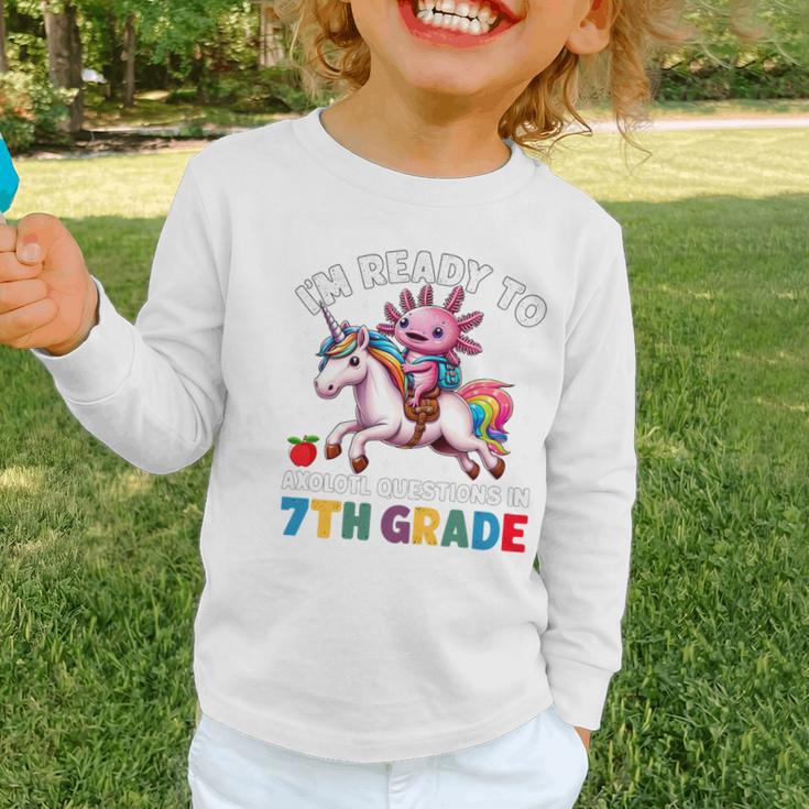 I'm Ready To Axolotl Questions In 7th Grade Back To School Premium Tri-Blend Graphic Toddler Long Sleeve Tee I'm Ready To Axolotl Questions In 7th Grade Back To School Premium Tri-Blend Graphic Toddler Long Sleeve Tee