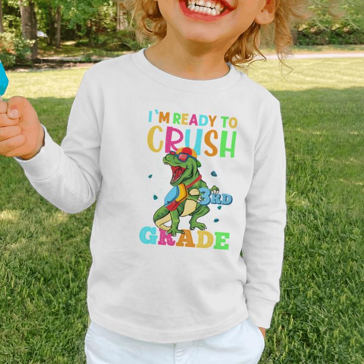 I'm Ready To Crush 3rd Grade Dinosaur Back To School Graphic Toddler Long Sleeve Tee I'm Ready To Crush 3rd Grade Dinosaur Back To School Graphic Toddler Long Sleeve Tee