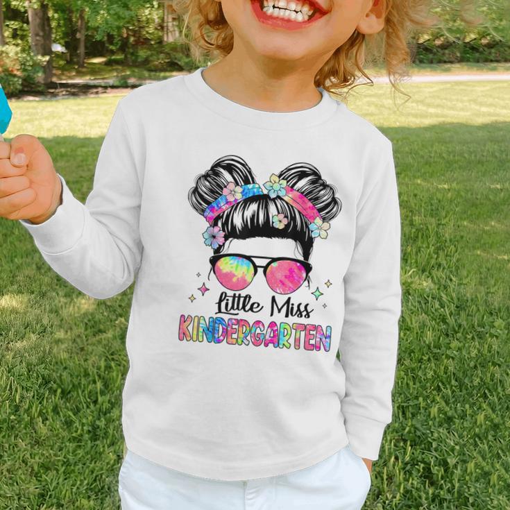 Little Miss Kindergarten Girls Kids Back To School Kinder Graphic Toddler Long Sleeve Tee