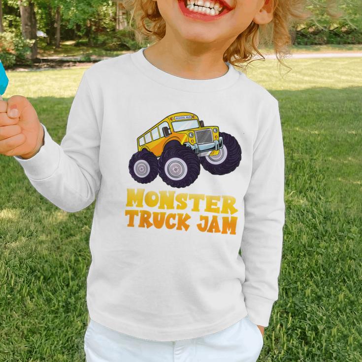 Monster Truck Jam School Bus Yellow Back To School Toddlers Graphic Toddler Long Sleeve Tee Monster Truck Jam School Bus Yellow Back To School Toddlers Graphic Toddler Long Sleeve Tee