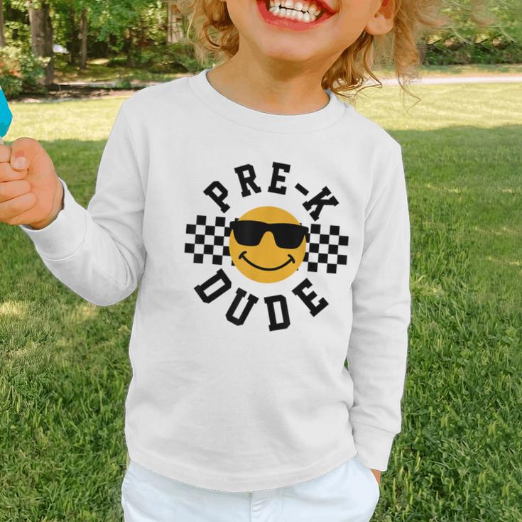 Preschool Dude Back To School Pre-K Students Kids Graphic Toddler Long Sleeve Tee Preschool Dude Back To School Pre-K Students Kids Graphic Toddler Long Sleeve Tee