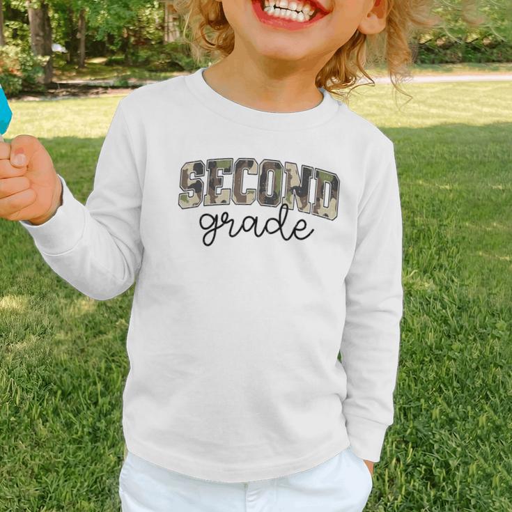 Retro Second Grade Camo Back To School Girls Boys 2nd Grade Graphic Toddler Long Sleeve Tee Retro Second Grade Camo Back To School Girls Boys 2nd Grade Graphic Toddler Long Sleeve Tee