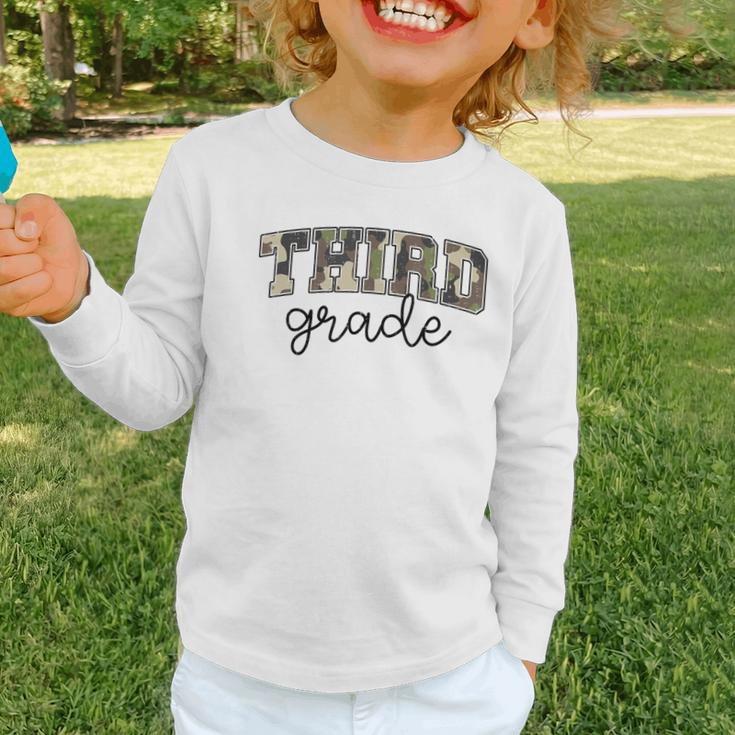 Retro Third Grade Old Camo Back To School Girl Boy 3rd Grade Graphic Toddler Long Sleeve Tee