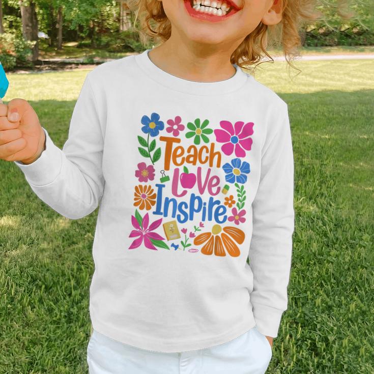Teach Love Inspire Back To School Graphic Toddler Long Sleeve Tee Teach Love Inspire Back To School Graphic Toddler Long Sleeve Tee