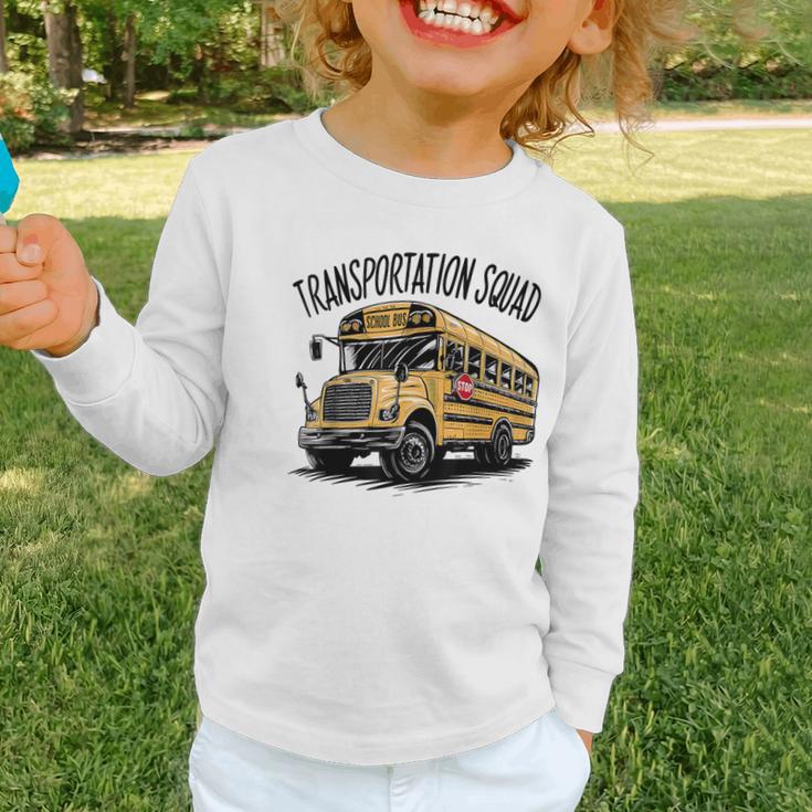Transportation Squad Bus Drivers Back To School Graphic Toddler Long Sleeve Tee Transportation Squad Bus Drivers Back To School Graphic Toddler Long Sleeve Tee