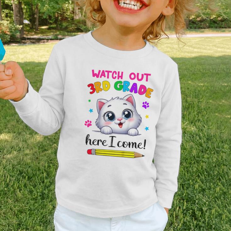 Watch Out 3rd Grade Here I Come Girls Cat Back To School Graphic Toddler Long Sleeve Tee Watch Out 3rd Grade Here I Come Girls Cat Back To School Graphic Toddler Long Sleeve Tee
