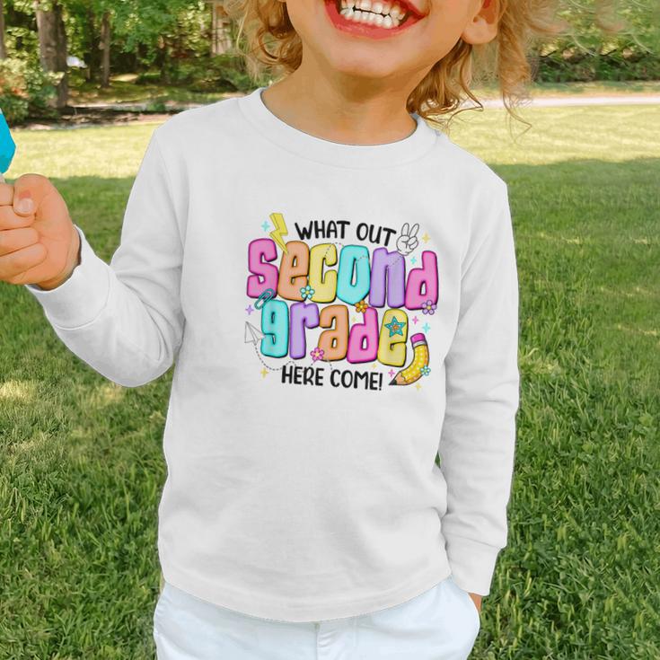 Watch Out Second Grade Here I Come 2nd Grade Back To School Graphic Toddler Long Sleeve Tee Watch Out Second Grade Here I Come 2nd Grade Back To School Graphic Toddler Long Sleeve Tee