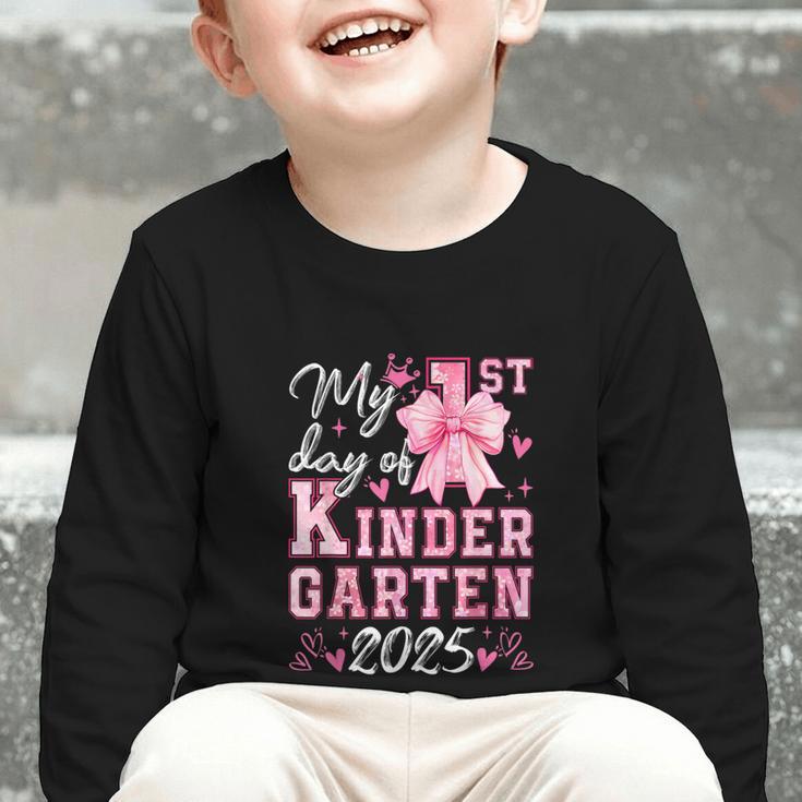 My 1st Day Of Kindergarten 2025 Back To School Girls Graphic Toddler Long Sleeve Tee My 1st Day Of Kindergarten 2025 Back To School Girls Graphic Toddler Long Sleeve Tee