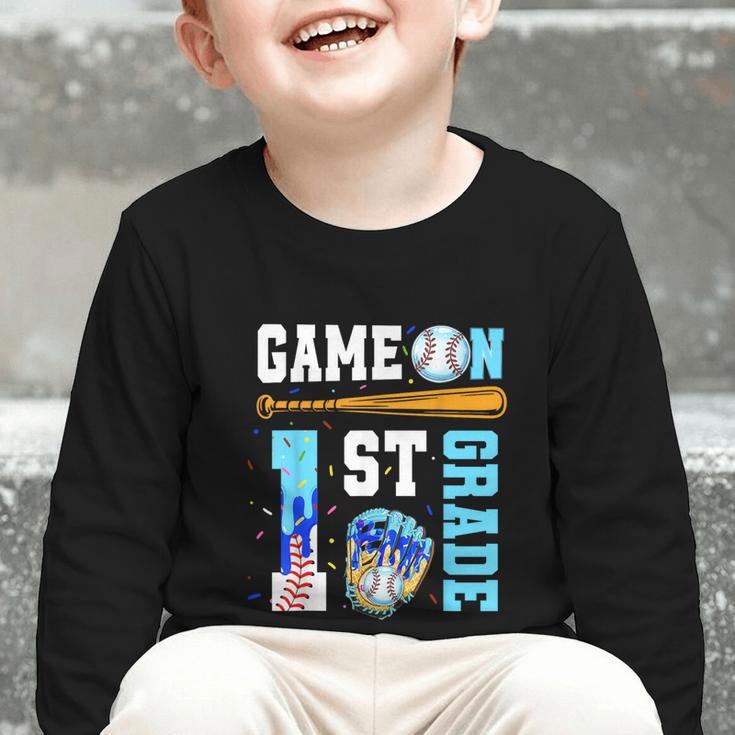 1st Grade Back To School Baseball Drip Ice Cream Game On Graphic Toddler Long Sleeve Tee 1st Grade Back To School Baseball Drip Ice Cream Game On Graphic Toddler Long Sleeve Tee