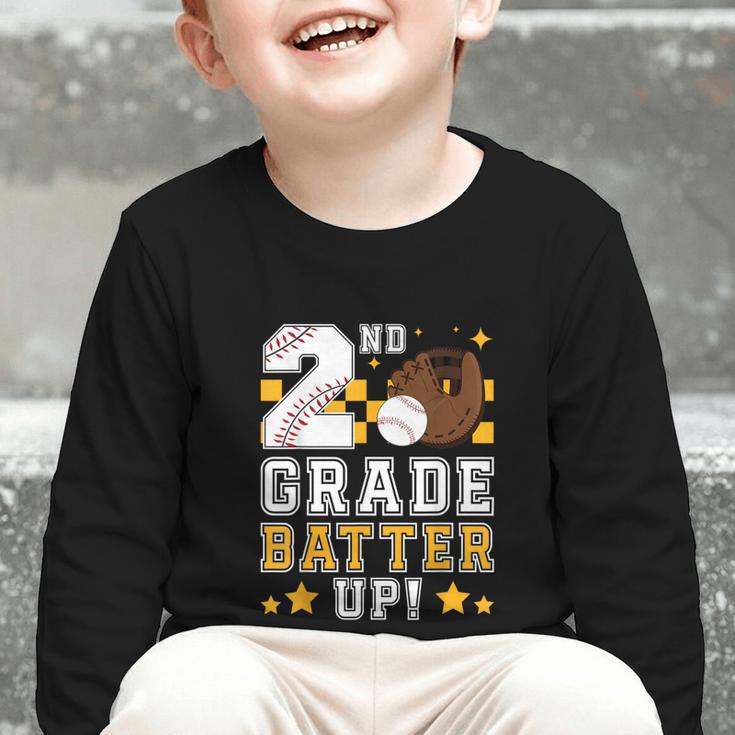2nd Grade Batter Up Baseball First Day Back To School Graphic Toddler Long Sleeve Tee
