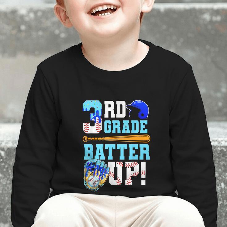 3rd Grade Back To School Baseball Drip Ice Cream Batter Up Graphic Toddler Long Sleeve Tee