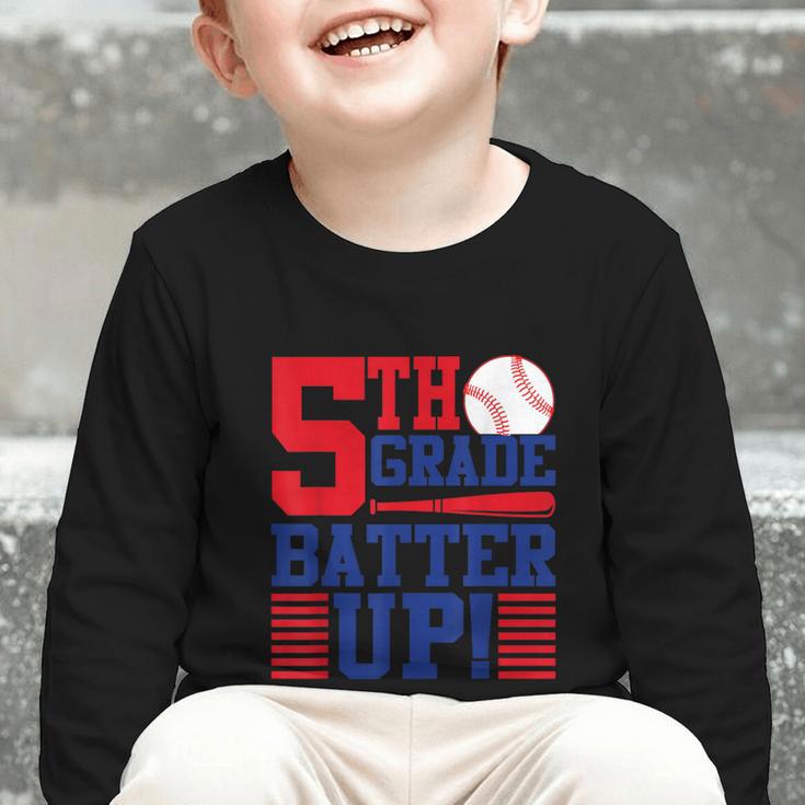 5th Grade Batter Up Back To School Fifth Grade Baseball Boys Graphic Toddler Long Sleeve Tee
