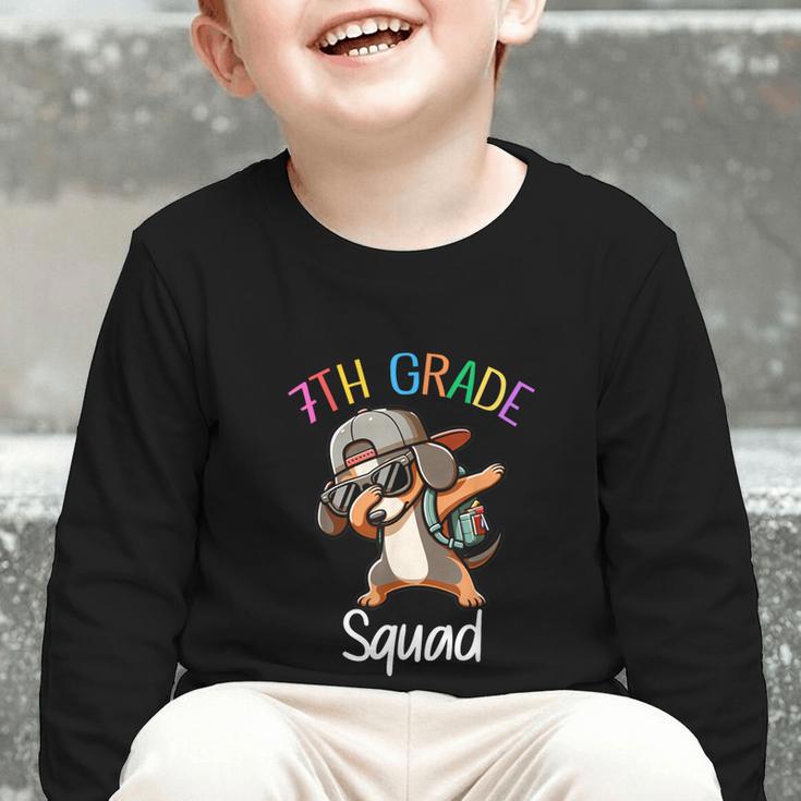 7th Grade Squad Dachshund Dabbing Kids Back To School Graphic Toddler Long Sleeve Tee 7th Grade Squad Dachshund Dabbing Kids Back To School Graphic Toddler Long Sleeve Tee