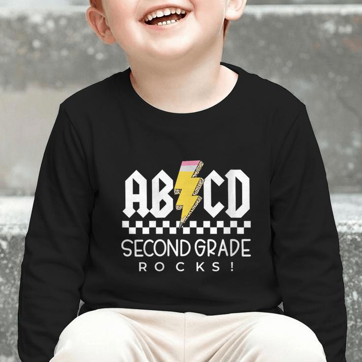 ABCD Second Grade Rocks First Day Of School Back To School Graphic Toddler Long Sleeve Tee
