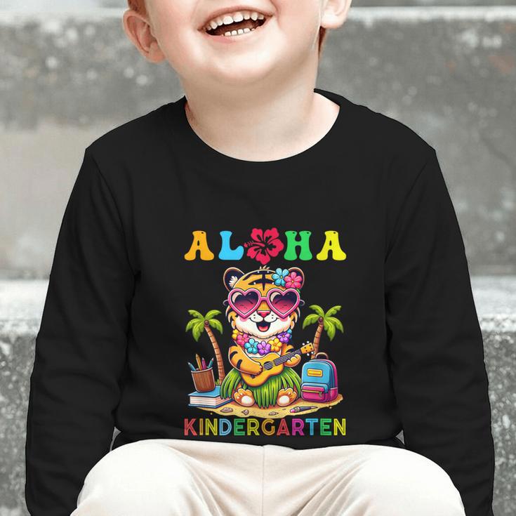 Aloha Kindergarten Tiger Hawaii Back To School Kids Girls Graphic Toddler Long Sleeve Tee Aloha Kindergarten Tiger Hawaii Back To School Kids Girls Graphic Toddler Long Sleeve Tee