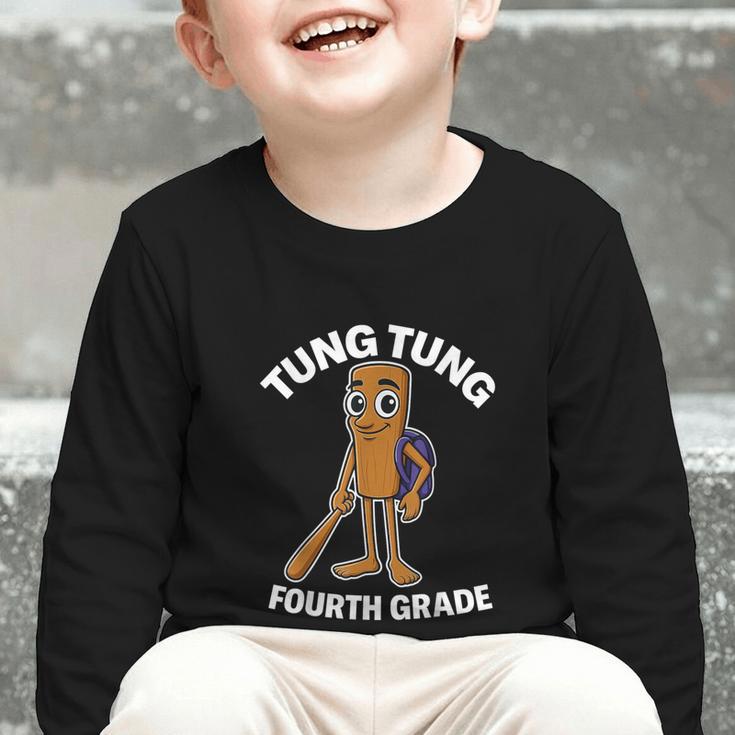Back To School 4th Grade Italian Brainrot Tung Tung Sahur Graphic Toddler Long Sleeve Tee Back To School 4th Grade Italian Brainrot Tung Tung Sahur Graphic Toddler Long Sleeve Tee