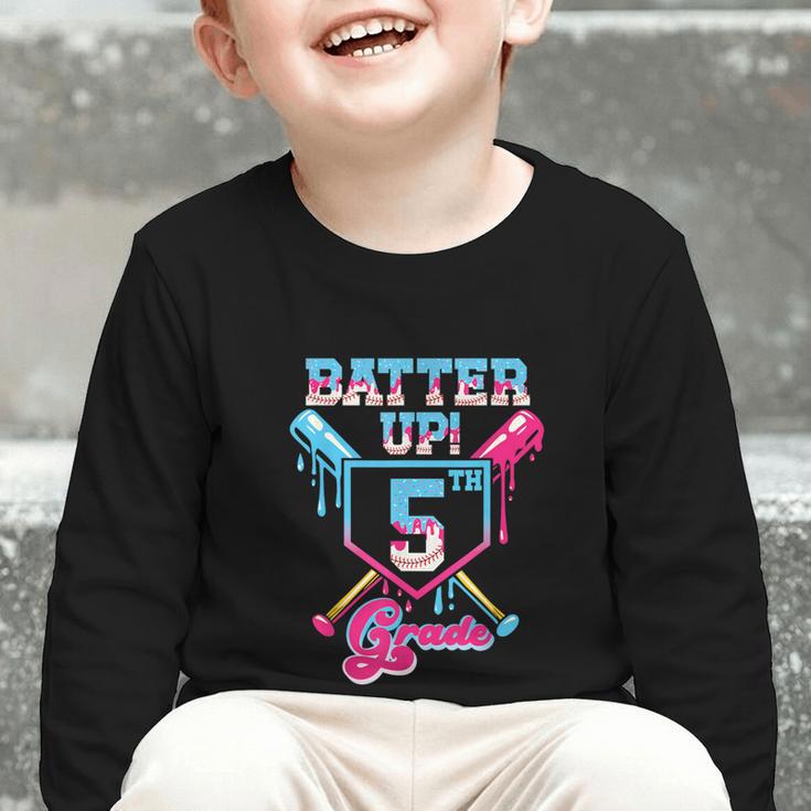 Back To School 5th Grade Batter Up Baseball First Day Boys Graphic Toddler Long Sleeve Tee