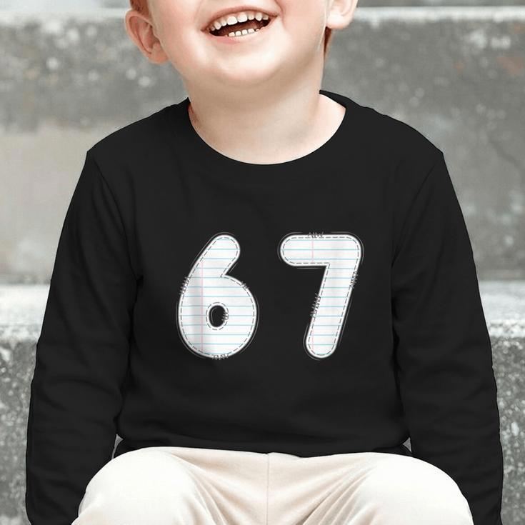 Back To School 67 Notebook Number For Class Year Graphic Toddler Long Sleeve Tee Back To School 67 Notebook Number For Class Year Graphic Toddler Long Sleeve Tee