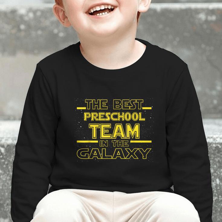Back To School Best Preschool Team In The Galaxy Space Out Graphic Toddler Long Sleeve Tee