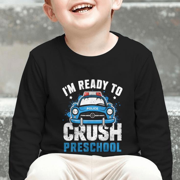 Back To School First Day Of Preschool Police Car Boys Graphic Toddler Long Sleeve Tee