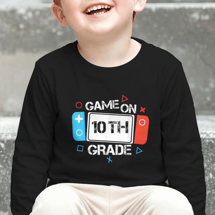 Back To School Game On 10th Grade Gamer Kids Boys Girl Graphic Toddler Long Sleeve Tee Back To School Game On 10th Grade Gamer Kids Boys Girl Graphic Toddler Long Sleeve Tee