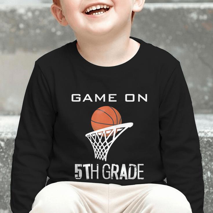 Back To School Game On 5th Grade Basketball Kids Graphic Toddler Long Sleeve Tee Back To School Game On 5th Grade Basketball Kids Graphic Toddler Long Sleeve Tee