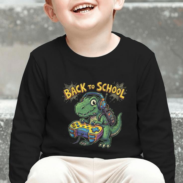 Back To School Gaming First Grade DinosaurRex Boys Graphic Toddler Long Sleeve Tee Back To School Gaming First Grade DinosaurRex Boys Graphic Toddler Long Sleeve Tee