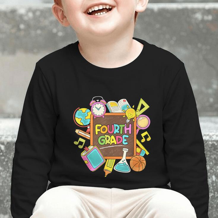 Back To School Hello Fourth Grade Team 4th Grade Boys Girls Graphic Toddler Long Sleeve Tee