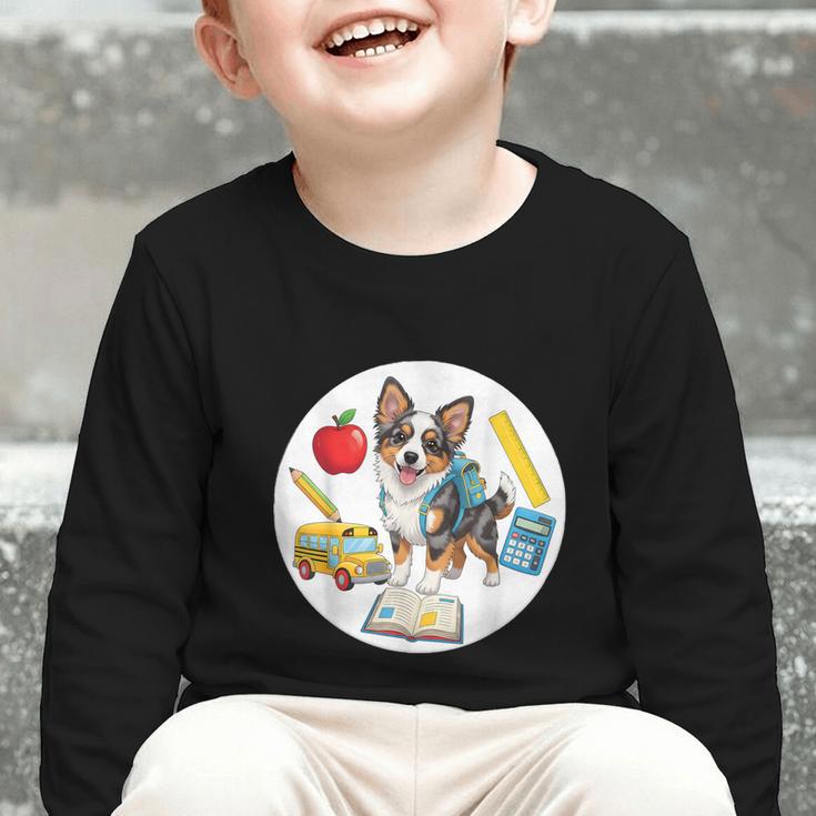 Back To School Miniature American Shepherd Dog Boys Girls Graphic Toddler Long Sleeve Tee Back To School Miniature American Shepherd Dog Boys Girls Graphic Toddler Long Sleeve Tee
