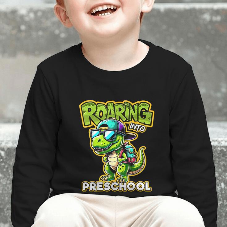 Back To School Preschool Dinosaur First Day Of School Boy Graphic Toddler Long Sleeve Tee