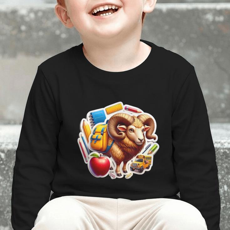 Back To School Ram Boys Girls Student Kids Lover Farmer Cute Graphic Toddler Long Sleeve Tee Back To School Ram Boys Girls Student Kids Lover Farmer Cute Graphic Toddler Long Sleeve Tee