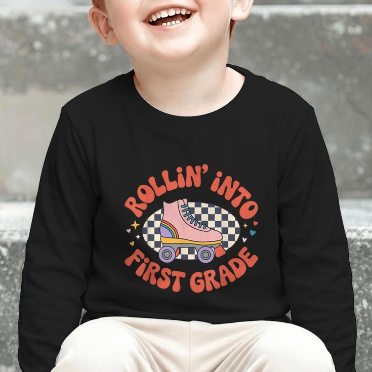 Back To School Rollin Into First Grade Girls Graphic Toddler Long Sleeve Tee Back To School Rollin Into First Grade Girls Graphic Toddler Long Sleeve Tee