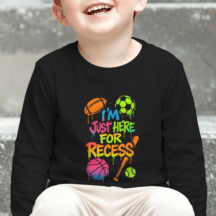 Back To School Sports Basketball Football Recess Graphic Toddler Long Sleeve Tee Back To School Sports Basketball Football Recess Graphic Toddler Long Sleeve Tee
