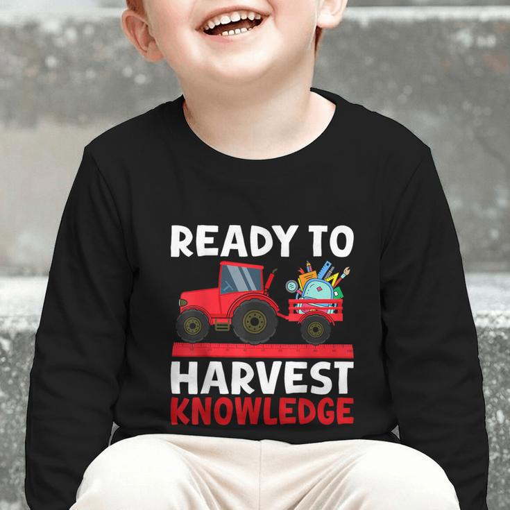 Back To School Tractor Farmer Boys First Day Of School Kids Graphic Toddler Long Sleeve Tee