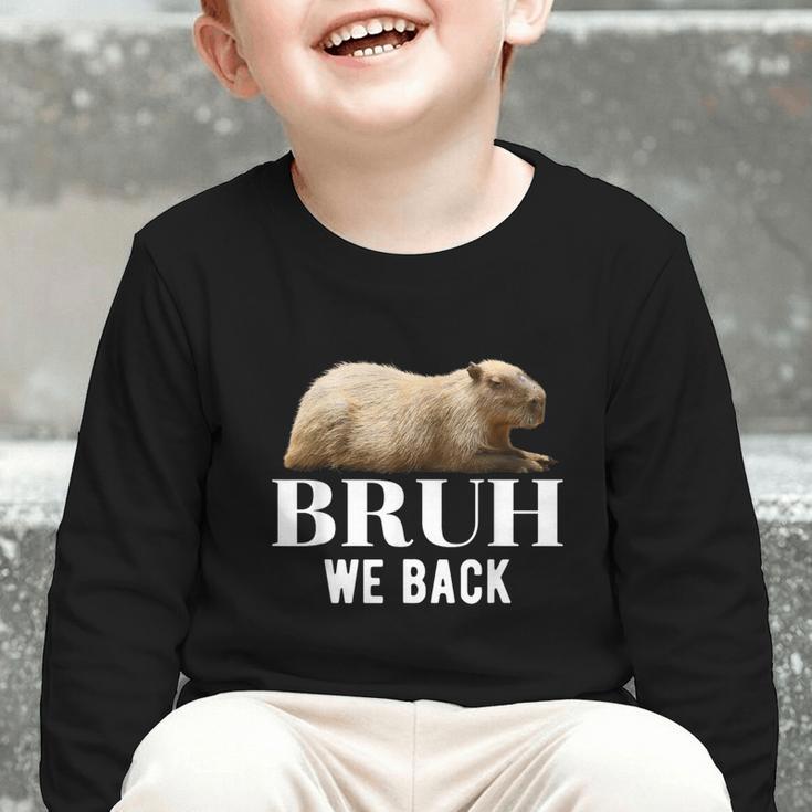 Bruh We Back To School Capybara First Day Of School Graphic Toddler Long Sleeve Tee