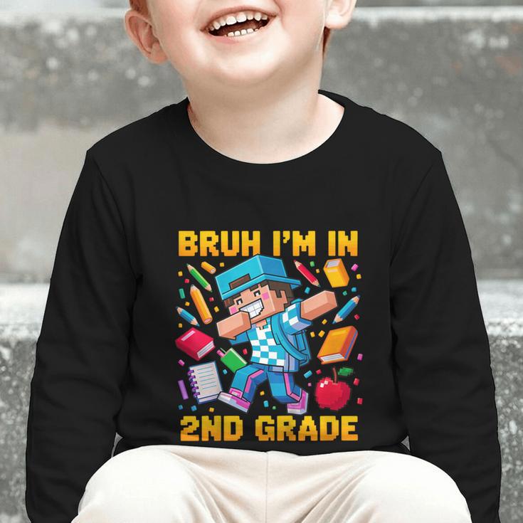 Bruh I'm In 2nd Grade Dabbing Boys Kids Gamer Back To School Graphic Toddler Long Sleeve Tee Bruh I'm In 2nd Grade Dabbing Boys Kids Gamer Back To School Graphic Toddler Long Sleeve Tee