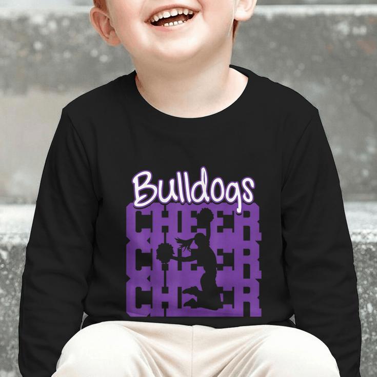 Bulldogs Cheer Back To School Cheerleading Spirit P Graphic Toddler Long Sleeve Tee Bulldogs Cheer Back To School Cheerleading Spirit P Graphic Toddler Long Sleeve Tee