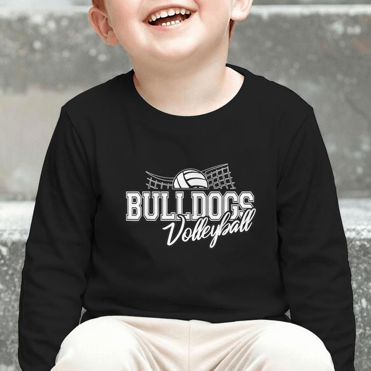 Bulldogs Volleyball Back To School Spirit Graphic Toddler Long Sleeve Tee